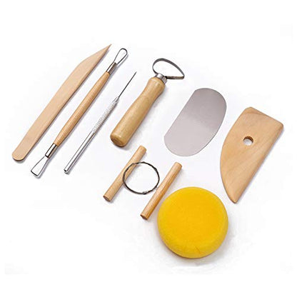 S & E TEACHER'S EDITION 8 Pcs Pottery & Clay Sculpting Tools, Double-Sided, Smooth Wooden Handles. - size: 8 PCS