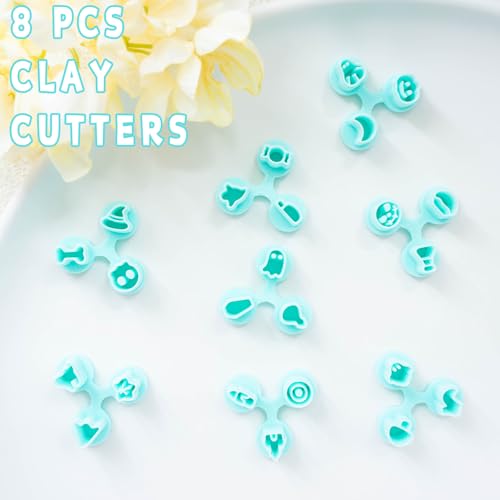 Tainsky Halloween Micro Polymer Clay Cutters for Earrings Making, 8 Shapes Mini Polymer Clay Cutters for Earrings (Holiday-B) - color: Micro-B