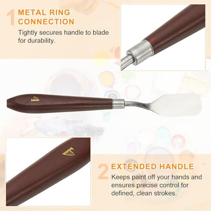 HARFINGTON 2pcs Palette Knife Painting Tool 0.91" x 1.77" Stainless Steel Art Spatula Pallet Knives Scrapers Tools with Plastic Handle for Acrylic Oil Canvas Mixing Spreading, Red/Silver