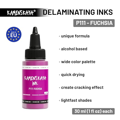 KAMENSKAYA Delaminating Alcohol Inks - Self-Splitting Alcohol Ink P-111 'Fuchsia' - 1 fl oz (30 ml) - color: P-111 'Fuchsia'