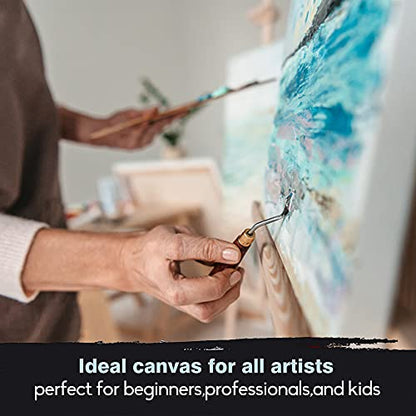 CONDA 18x24 inch Stretched Canvas for Painting, 5 Pack Large Canvas, 100% Cotton, 5/8 Inch Profile Big Stretched Canvas Value Bulk Pack for Acrylics, Oils Painting - size: 18x24 inch