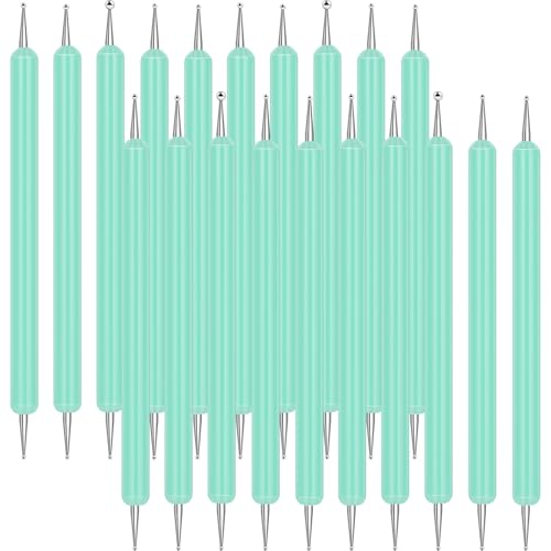 Ashmacdo 20 Pcs Dotting Tools for Painting,Ball Embossing Stylus for Transfer Paper,Tracing Tools for Drawing, Embossing Tools for Paper, Art Dotting Tools for Nail Art (Teal) - color: Teal