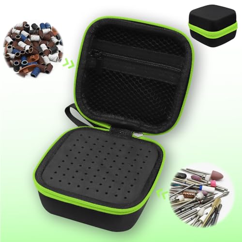 81 Holes Nail Drill Bit Holder, Nail Bits Display Organizer Container, Waterproof Portable Organizer Bag, Efile Nail Bits Professional Nail File Bits Manicure Tools, (Green) (ONLY CASE) - color: Green