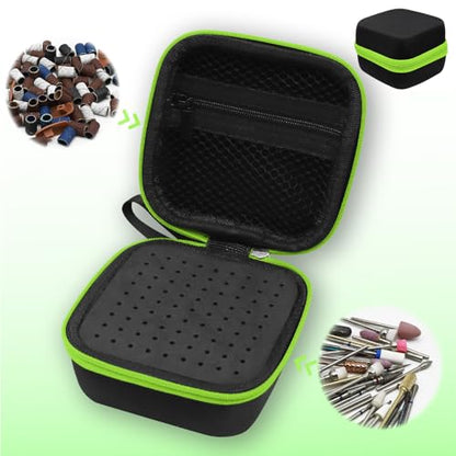 81 Holes Nail Drill Bit Holder, Nail Bits Display Organizer Container, Waterproof Portable Organizer Bag, Efile Nail Bits Professional Nail File Bits Manicure Tools, (Green) (ONLY CASE) - color: Green