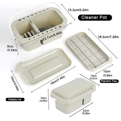 Oil Paint Brush Cleaner with Palette Tray, Paint Cups with Lids, Brush Holder, Multifunction Painting Holder and Organizer for Painting Cleaning(Grey)