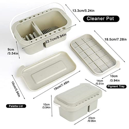 Oil Paint Brush Cleaner with Palette Tray, Paint Cups with Lids, Brush Holder, Multifunction Painting Holder and Organizer for Painting Cleaning(Grey)