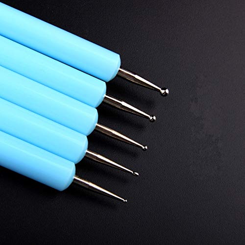 5 pcs/Set Soft Pottery Clay Tool Silicone & Stainless Steel Two Head Sculpting Polymer Modelling Shaper Art Tools Blue