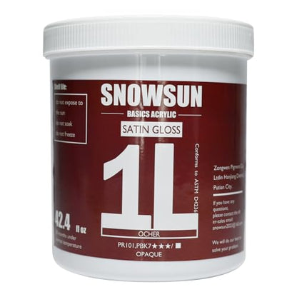 SNOWSUN Ochre Acrylic Paints, Large Bulk Heavy Body Acrylic Paint (42.4 oz, 1L) - Non Toxic Gloss Thick Art Paint for Multi-Surface, Canvas Wood Ceramic and Leather, Stone Craft, for Artists & Beginners - color: Ochre