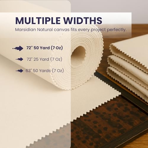 Natural Cotton Canvas Fabric Roll – 72 Inch Wide x 50 Yards Length, 7oz Lightweight Canvas for Bags, Upholstery, Crafts, Home Décor & Sewing Projects - style: SF-07oz-72-50