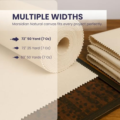 Natural Cotton Canvas Fabric Roll – 72 Inch Wide x 50 Yards Length, 7oz Lightweight Canvas for Bags, Upholstery, Crafts, Home Décor & Sewing Projects - style: SF-07oz-72-50