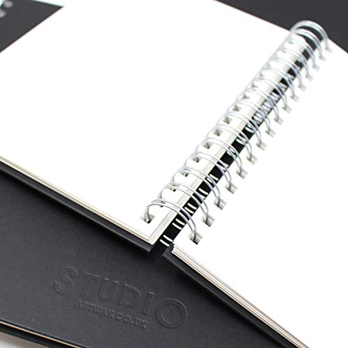 Artway 2302278 Studio - Spiral Bound A4 Sketch Book - Landscape - 96 Pages (48 Leaves) of 170gsm Cartridge Paper - Hardback Sketchbook, Black - size: A4 Landscape