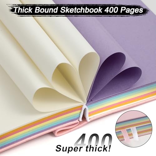 Thick Blank Journal Notebook 400 Pages With Pen Holder 100gsm Thick Color Blank Pages ， A6 Unlined Plain Sketchbook ，No Lines Soft Leather Small Blank Notebook For Women Drawing Book Memo Writing Sketch Diary Hardcover Notebook3.9 × 5.5 (No Worries- Pen H