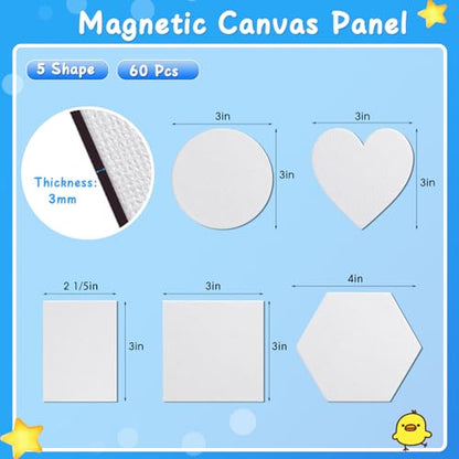 Engrowtic 60 Pcs Mini Magnetic Canvas Panel Boards Magnetic Painting Canvas Panel Various Size for Painting Fridge Locker Art Crafts DIY(Multi Shape) - style: Multi Shape