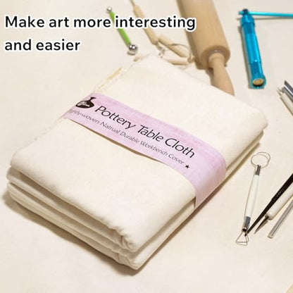 Pottery Tablecloth-Heavy Duty Linen Cotton Blend, 62x39 Inches, High Absorbency Textured Surface for Pottery Making, Oil Painting, Various Handmade Crafts (1PCS) - color: Pottery Tablecloth-1pc