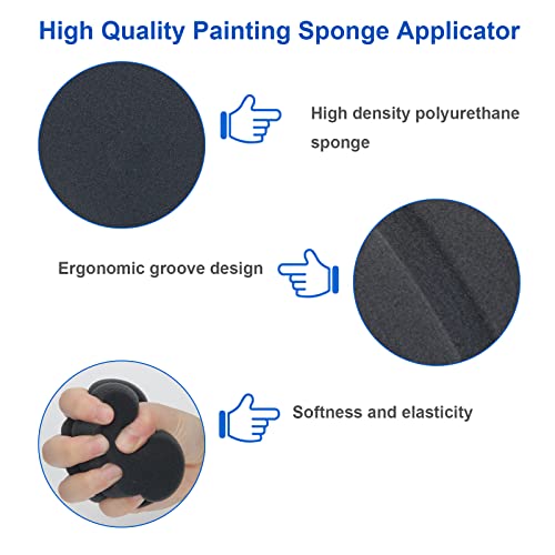 Paint Sponge Applicator 3Pcs, Boyistar Black Detail Painting Sponge for Car Waxing, Wall Repairing Kitchen Cleaning with Storage Mesh Bag (Black) - color: Black