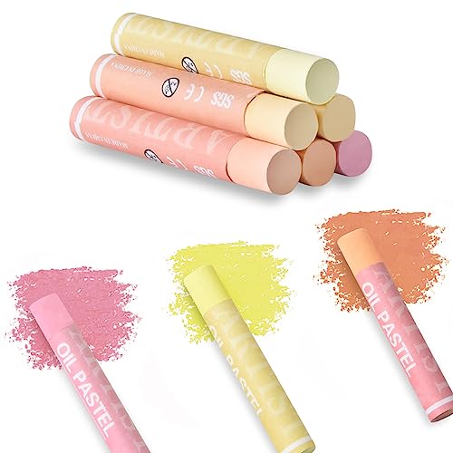 Mifuner Soft Oil Pastels Set (6 Sticks,6 Colors),Colors Heavy Oil Pastels Vibrant and Creamy,Art Supplies for Artists,Gallery Oil Painting Stick for Adult Drawing. Skin - color: Pastel-6pcs Skin