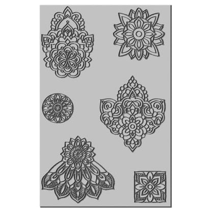 CHGCRAFT Mandala Polymer Clay Texture Sheets Flowers Texture Mat Rubber Clay Texture Mat Clay Modeling Pattern Pad Texture Sheets for Earrings Jewelry Making - style: Mandala Flowers