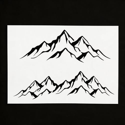 TIAMECH A4 Reusable Minimalist Mountain Stencil for Painting | Snowy Mountain Peak Layering Template, DIY Wall Art, Wood Furniture, Scrapbook & Crafts (8.3x11.7inch) - style: Minimalist Mountain