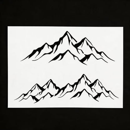 TIAMECH A4 Reusable Minimalist Mountain Stencil for Painting | Snowy Mountain Peak Layering Template, DIY Wall Art, Wood Furniture, Scrapbook & Crafts (8.3x11.7inch) - style: Minimalist Mountain