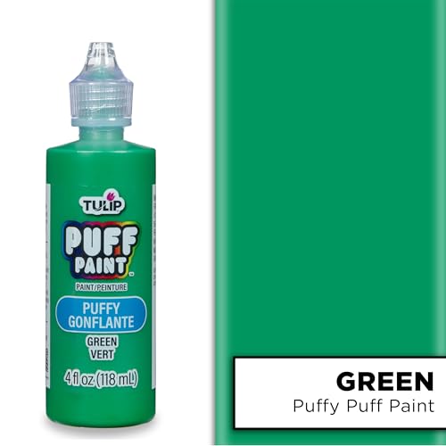 Tulip Puff Fabric Paint , Permanent Craft Paint for Clothes, DIY Projects, Notoxic, 4 fl oz, Puffy Green - color: PUFFY GREEN, size: 4 Fl Oz (Pack of 1)