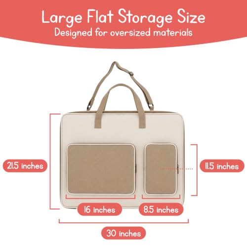7 Days of Play Large Art Portfolio Bag with Padded Protection – 30"×21.5" Water-Resistant Storage & Travel Bag for Canvases, Posters, Cutting Mats, Teaching Materials, Multiple Pockets
