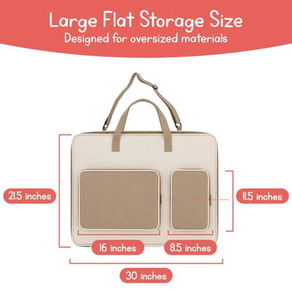 7 Days of Play Large Art Portfolio Bag with Padded Protection – 30"×21.5" Water-Resistant Storage & Travel Bag for Canvases, Posters, Cutting Mats, Teaching Materials, Multiple Pockets