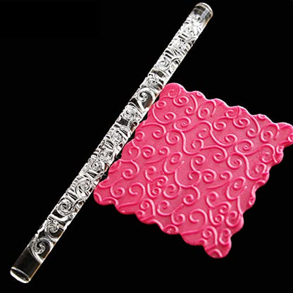 Acrylic Rolling Pin with 28 Patterns, Lightweight 6.3x0.4 Inch Textured Design for Cookie Dough and Pastry (#18) - size: 52008 flower vine