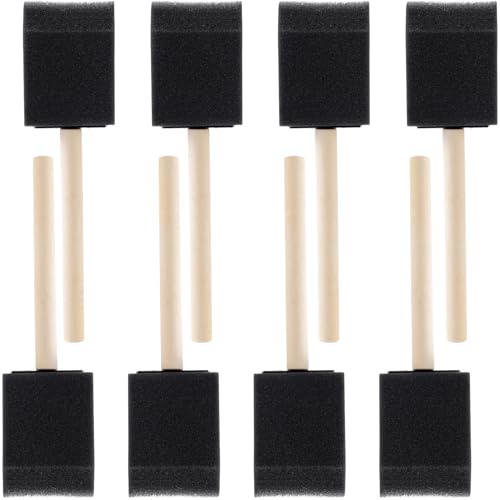 SmallCat 8 PCS Foam Paint Brushes, 1.5 Inch Foam Sponge Brushes for Varnishes, Reusable Sponge Brushes with Wood Handles for Painting, Staining, and DIY Crafts - Black - size: 8 PCS, 1.5 Inch