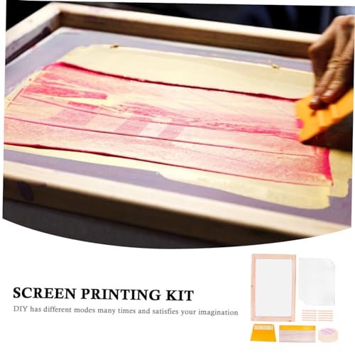 LALAFINA Screen Printing Kit Starter Tools Stick Film Tape Frame Squeegee Shirt and Bag Printing