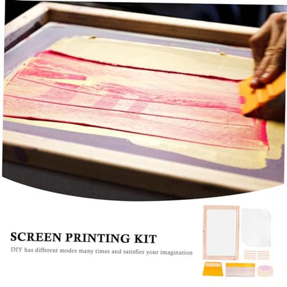 LALAFINA Screen Printing Kit Starter Tools Stick Film Tape Frame Squeegee Shirt and Bag Printing