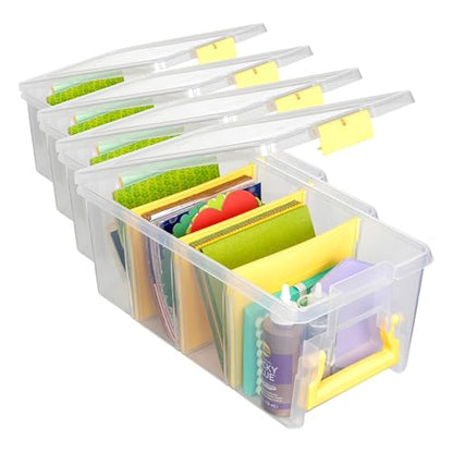ArtBin 6925JY Semi Satchel with Yellow Accents Storage Container, Clear (Pack of 4) - color: Yellow, size: Pack of 4
