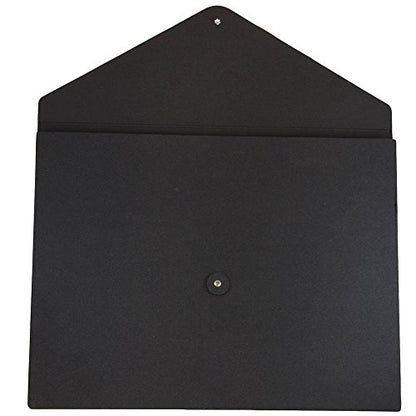 JAM PAPER Kraft Portfolio with Button and String Closure - Jumbo - 12 1/2 x 16 1/2 x 1/2 - Black Recycled - Sold Individually - color: Black Recycled, size: Jumbo (12 1/2" x 16 1/2" x 1/2")