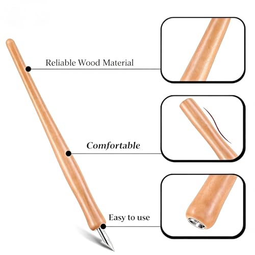 28 Pcs Dip Pen Set Comic Pen Nibs Set Nibs Holders with Comic Calligraphy Wooden Drawing Pen Holder with Stainless Steel Nib for Writing Painting Signing Present