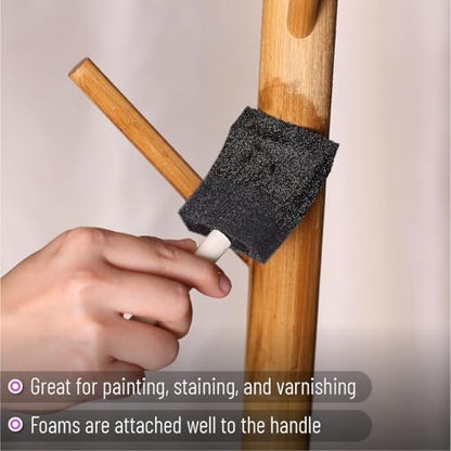 Bates Foam Paint Brushes, 120 Pack, 1" & 2", Sponge Brushes for Painting, Staining, and Mod Podge - Paint Sponges - color: Black, size: 1”, 2”, 120 Pack
