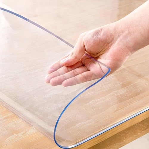 14 x 51 Inch Clear Table Cover Protector, 2mm Thick Clear Desk Mat, Plastic Table Cover, Vinyl Table Protector, Desk Mats on Top of Desks - size: 14" x 51"