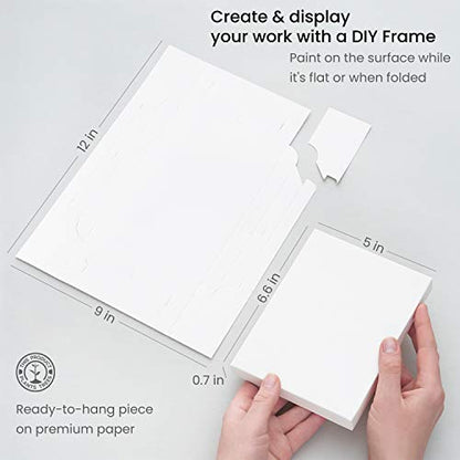 ARTEZA Acrylic Paper Foldable Canvas Pad, 5x6.6 Inches, 20 Sheets, DIY Frame