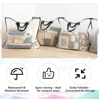 TOTiyea 7-Pack Art Portfolio Bags with Handle & Zipper, Clear Waterproof Poster Storage Set(15.75” x 21.65” & 9.25” x 12.6”), Large Artwork storage for Artwork, Scrapbook, Keepsake & Bulletin Board