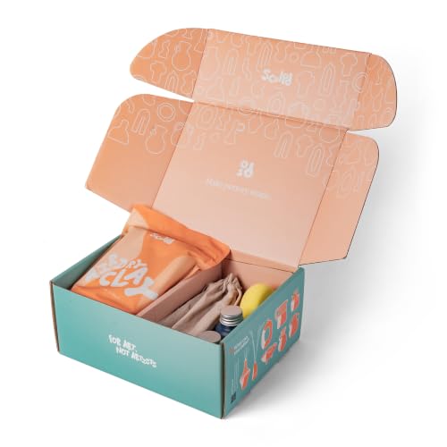 Sculpd - The Original Pottery Kit for Adults - Air Dry Clay for Adults, Tools, Varnish, Paints, Brushes, Couples Date Night Arts & Crafts Set, Gloss Varnish with Classic Tones - style: Gloss Varnish with Classic Tones