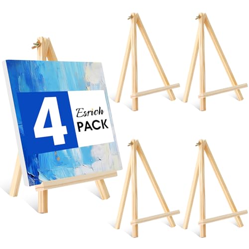 ESRICH 11.8In Wood Easels,Tabletop Painting Display Easels, Painting Party Easel, Kids Student Tabletop Easels for Painting,Portable Canvas Photo Picture Sign Holder（4 Pack ） - style: 11.8''-4PK