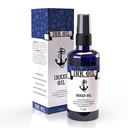 Ink Oil Tattoo Aftercare - Organic Tattoo Oil for Healing - Natural Tattoo Aftercare Lotion with Therapeutic Grade Essential Oils - High-Grade Tattoo Healing Oil for Fresh & Healed Tattoos