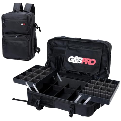 G&BPRO Mobile Workstation Backpack with Patented Extending Tray System, (Full Size) 24L Travel Bag for Barber Tools, Hairstylist Travel Case, Makeup Artist Kit & Portable Organizer, Black - color: Black