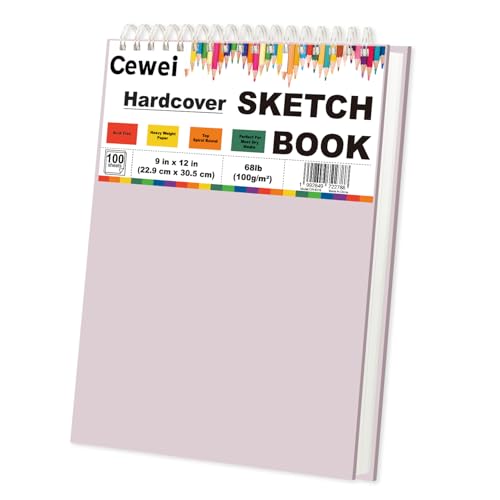 Cute Sketch Book for Kids Ages 8-12 Girls, 1 Pack-100 Sheets Purple Sketch Book 9x12, 68lb/100gsm Cute Sketchbook for Girls, Spiral Sketch Pads for Drawing, Art Supplies for Teens. - color: Lilac Gray, size: 9" x 12" (Pack of 1)