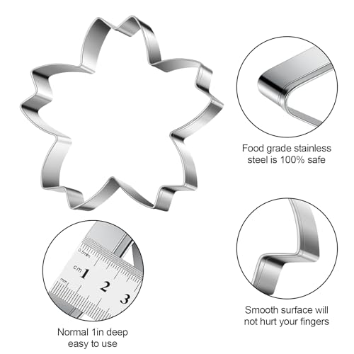 Cherry Blossoms Flower Style Cookie Cutter Christmas Biscuit Cutters New Year’s Day DIY Baking Mold, Pack of 5 - style: F-Cherry blossoms