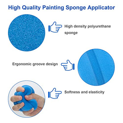Paint Sponge Applicator 3Pcs, Boyistar Black Detail Painting Sponge for Car Waxing, Wall Repairing Kitchen Cleaning Sponges with Storage Mesh Bag (Blue) - color: Blue