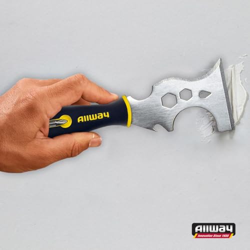 ALLWAY DSXG16 16-in-1 Painter's Multi Tool with 2 Screwdriver Bits | Soft-Grip Handle, Built-in Hammer End - style: 16-in-1
