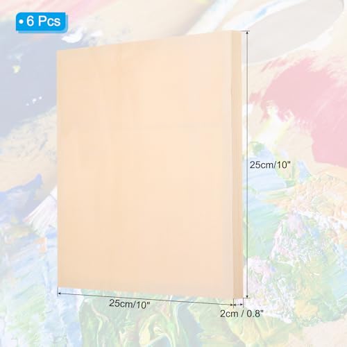 PATIKIL 10 x 10 Inch Wood Panel Board, 6 Pack Unfinished Wooden Canvas Boards Square Blank Deep Cradle Board for Painting Pouring DIY Art Use with Oils Acrylics - size: 10 x 10 Inch