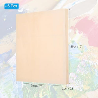 PATIKIL 10 x 10 Inch Wood Panel Board, 6 Pack Unfinished Wooden Canvas Boards Square Blank Deep Cradle Board for Painting Pouring DIY Art Use with Oils Acrylics - size: 10 x 10 Inch