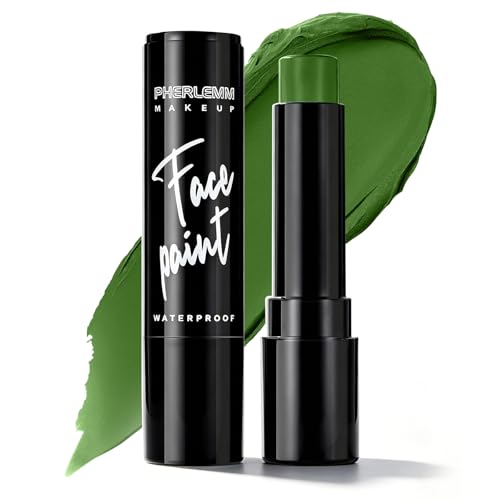 Green Face Paint Stick Waterproof Eye Black Baseball Smooth SmudgeProof Body Paint High Pigment for Sports Events Halloween SFX Makeup for Hulk Witch Forest Creature and Monster Looks - color: Green