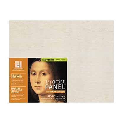 Ampersand Artist Panel Unprimed Basswood, 7/8 Inch Depth, 11X14 Inch (UPWP751114) - size: 11X14, style: 7/8" Cradled