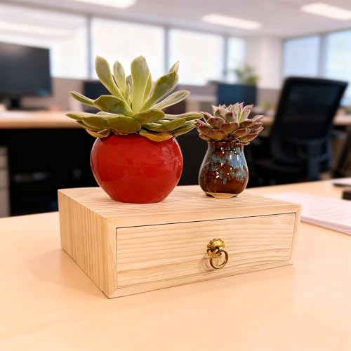 Natural Wooden Storage Box Desk Drawer Single Wood Cabinet Organizer Drawer Tabletop Storage Organization Box with Metal Handle for Desk Home Office Counter Craft Decor (1 Drawer) - style: 1 Layer